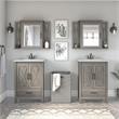Pemberly Row Engineered Wood Double Vanity Set with Sinks in Driftwood Gray