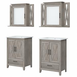 Pemberly Row Engineered Wood Double Vanity Set with Sinks in Driftwood Gray