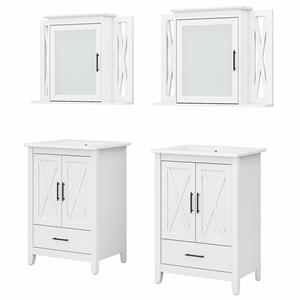 Pemberly Row Engineered Wood Double Vanity Set with Sinks in White Ash
