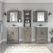 Pemberly Row Engineered Wood Vanity Set with Linen Tower in Driftwood Gray