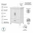 Pemberly Row Engineered Wood Vanity Set with Linen Tower in White Ash