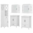 Pemberly Row Engineered Wood Vanity Set with Linen Tower in White Ash