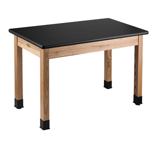 Pemberly Row 24x48&quot Modern Ash Wood Science Lab Table with HPL Top in Black