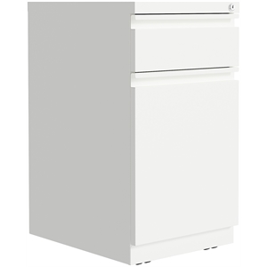 Pemberly Row 20&quotD Mobile Pedestal Filing Cabinet 2 Drawer in Metal White