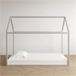 Pemberly Row Contemporary Metal House Bed Twin Size in Dove Gray