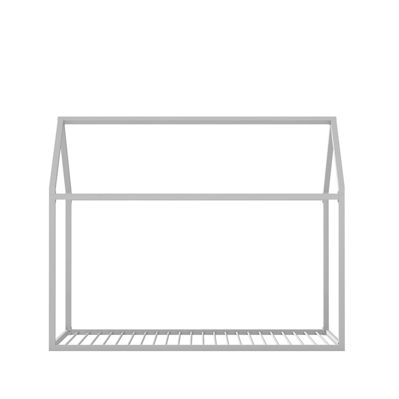 Pemberly Row Contemporary Metal House Bed Twin Size in Dove Gray