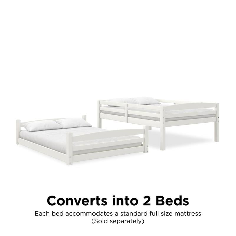 Pemberly Row Contemporary Full-Over-Full Floor Bunk Bed in White