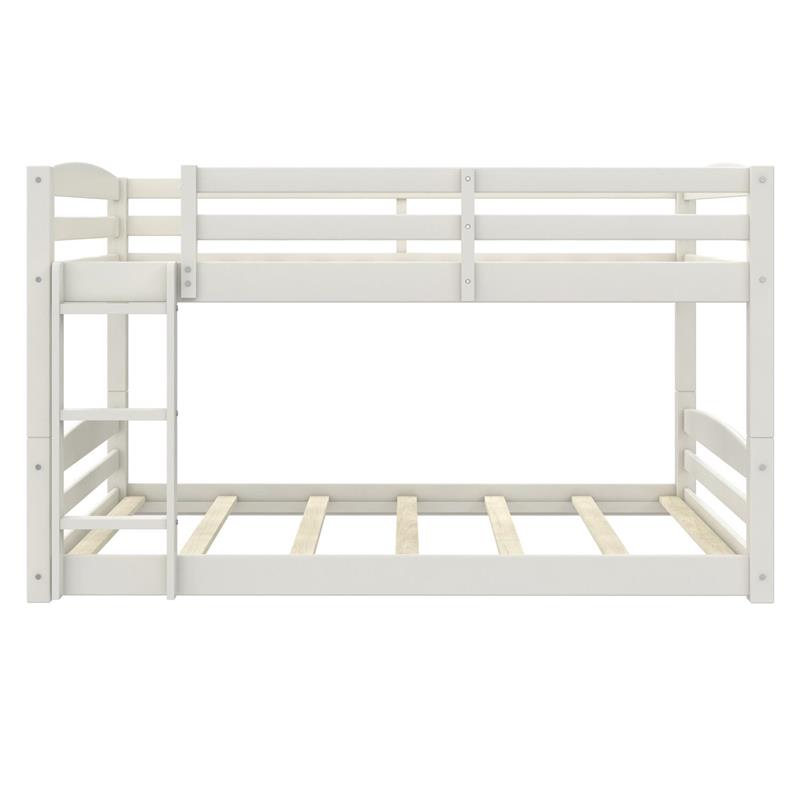 Pemberly Row Contemporary Full-Over-Full Floor Bunk Bed in White
