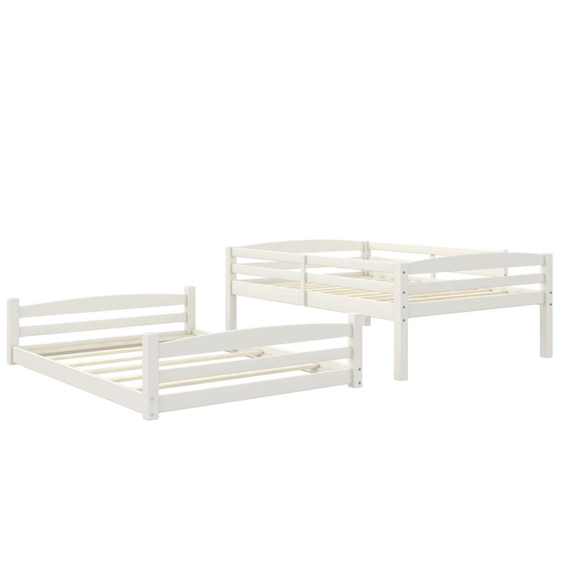 Pemberly Row Contemporary Full-Over-Full Floor Bunk Bed in White