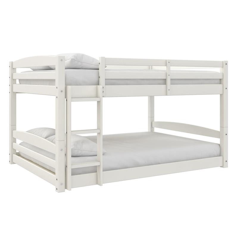 Pemberly Row Contemporary Full-Over-Full Floor Bunk Bed in White