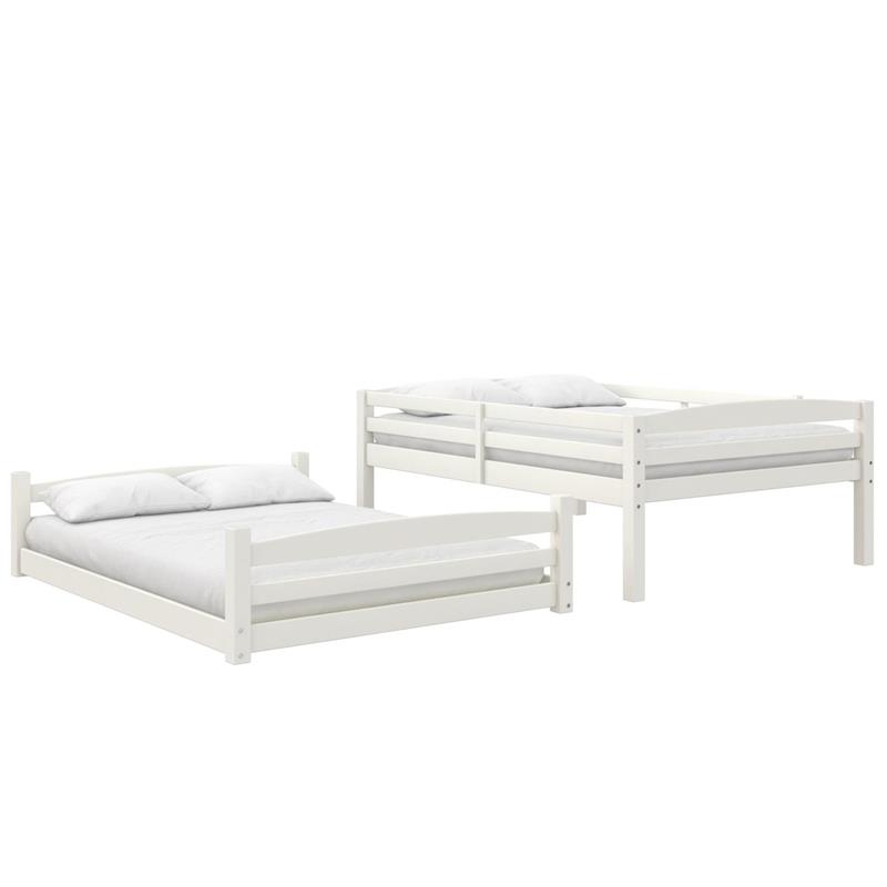 Pemberly Row Contemporary Full-Over-Full Floor Bunk Bed in White