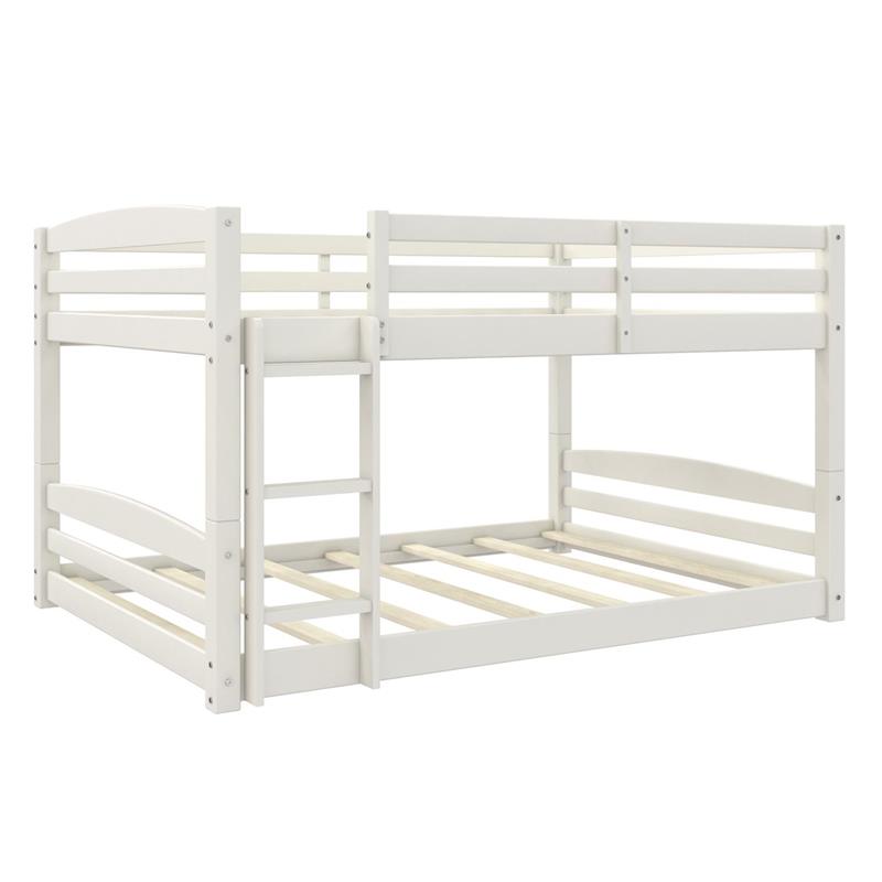 Pemberly Row Contemporary Full-Over-Full Floor Bunk Bed in White