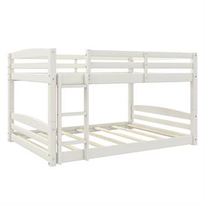 Pemberly Row Contemporary Full-Over-Full Floor Bunk Bed in White