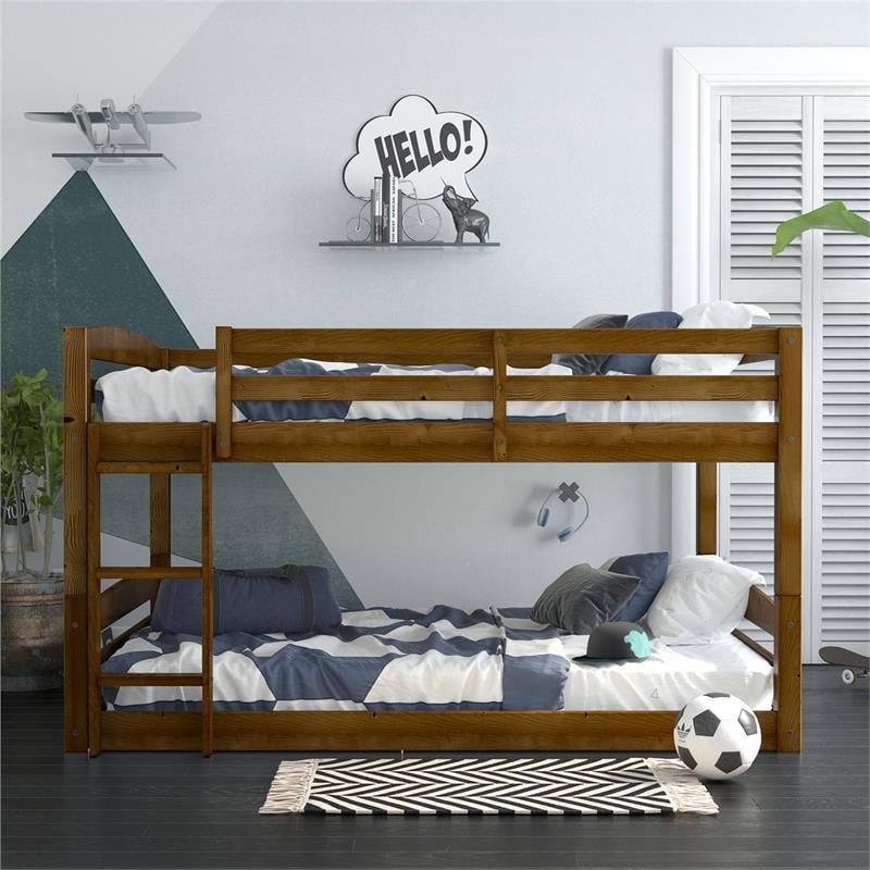 Pemberly Row Traditional Wood Espresso Phoenix Full-Over-Full Floor Bunk Bed