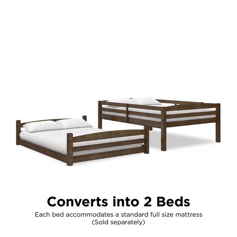 Pemberly Row Traditional Wood Espresso Phoenix Full-Over-Full Floor Bunk Bed