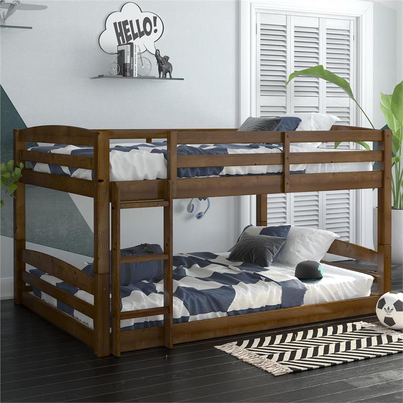 Pemberly Row Traditional Wood Espresso Phoenix Full-Over-Full Floor Bunk Bed