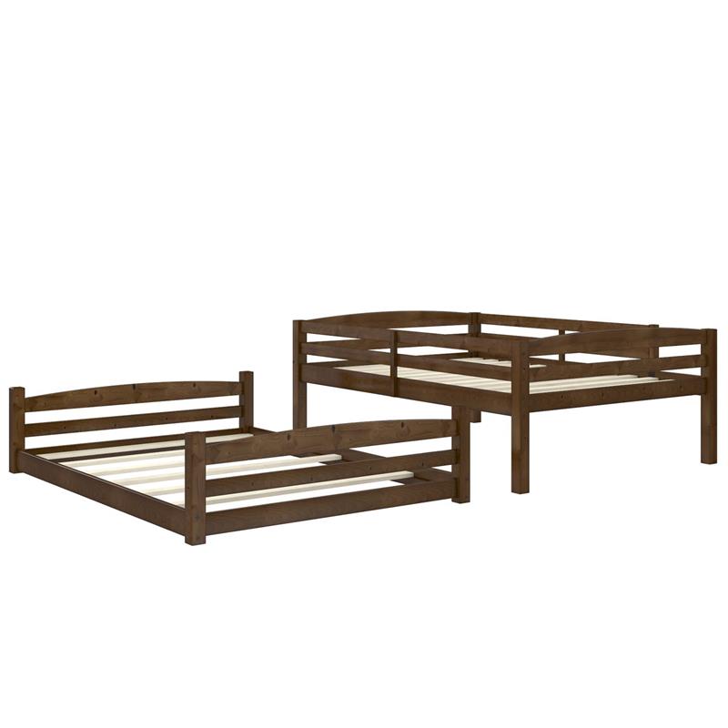 Pemberly Row Traditional Wood Espresso Phoenix Full-Over-Full Floor Bunk Bed