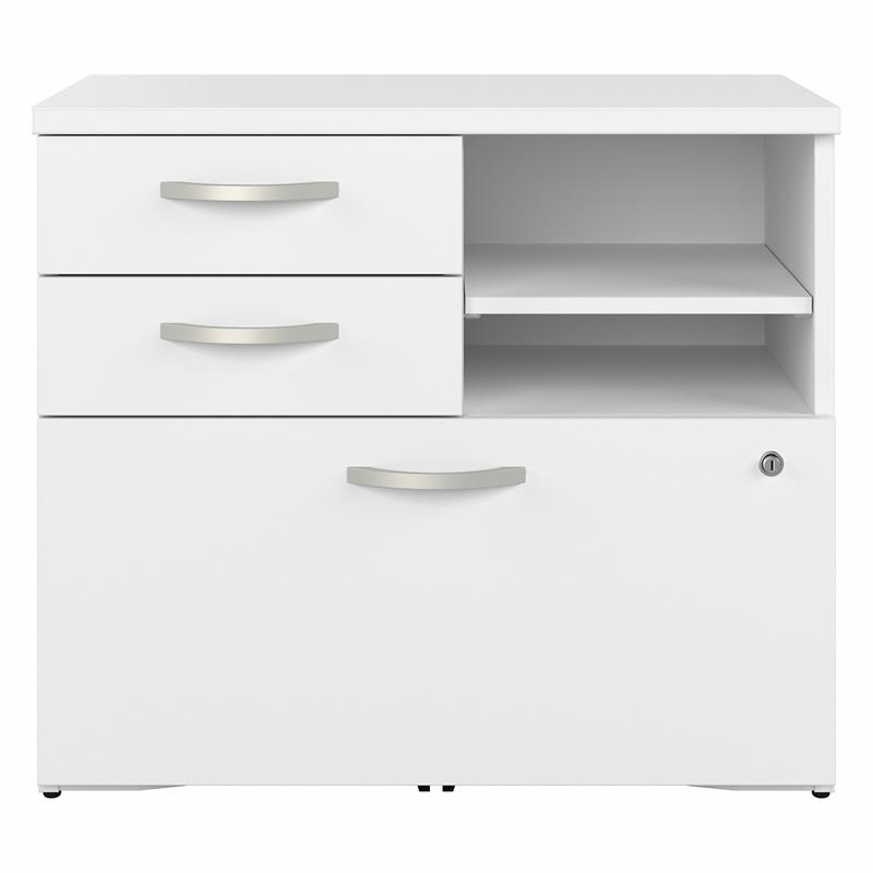 Pemberly Row Office Storage Cabinet with Drawers in White-Engineered Wood