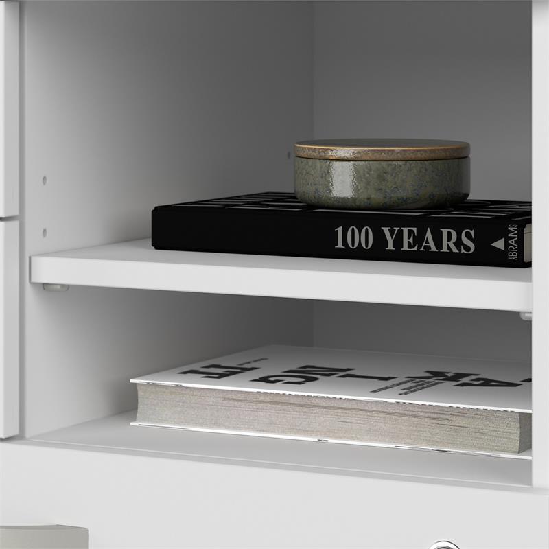 Pemberly Row Office Storage Cabinet with Drawers in White-Engineered Wood