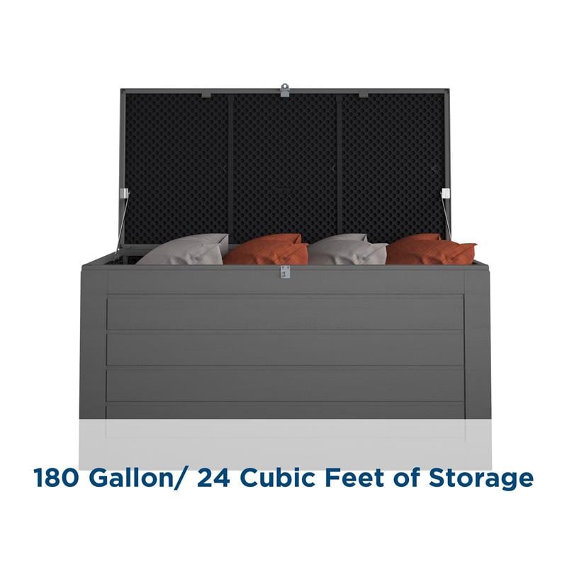 Pemberly Row Outdoor Patio Deck Storage Box Extra Large 180 Gallons in Charcoal