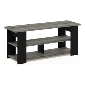 Pemberly Row Engineered Wood TV Stand for TV up to 55&quot in French Oak Gray/Black