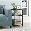 Pemberly Row Turn-N-Tube Wood 3-Tier End Table in Black (Set of 2)