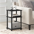 Pemberly Row Turn-N-Tube Wood 3-Tier End Table in Black (Set of 2)