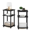 Pemberly Row Turn-N-Tube Wood 3-Tier End Table in Black (Set of 2)