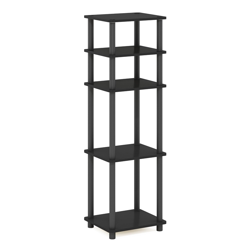 Pemberly Row Turn-N-Tube Wood 3-Tier End Table in Black (Set of 2)