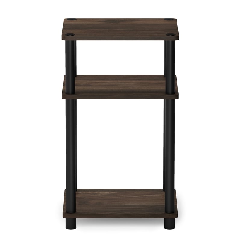 Pemberly Row Turn-N-Tube Wood 3-Tier End Table in Columbia Walnut (Set of 2)