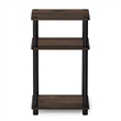 Pemberly Row Turn-N-Tube Wood 3-Tier End Table in Columbia Walnut (Set of 2)