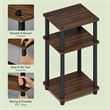 Pemberly Row Turn-N-Tube Wood 3-Tier End Table in Columbia Walnut (Set of 2)
