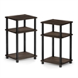 Pemberly Row Turn-N-Tube Wood 3-Tier End Table in Columbia Walnut (Set of 2)