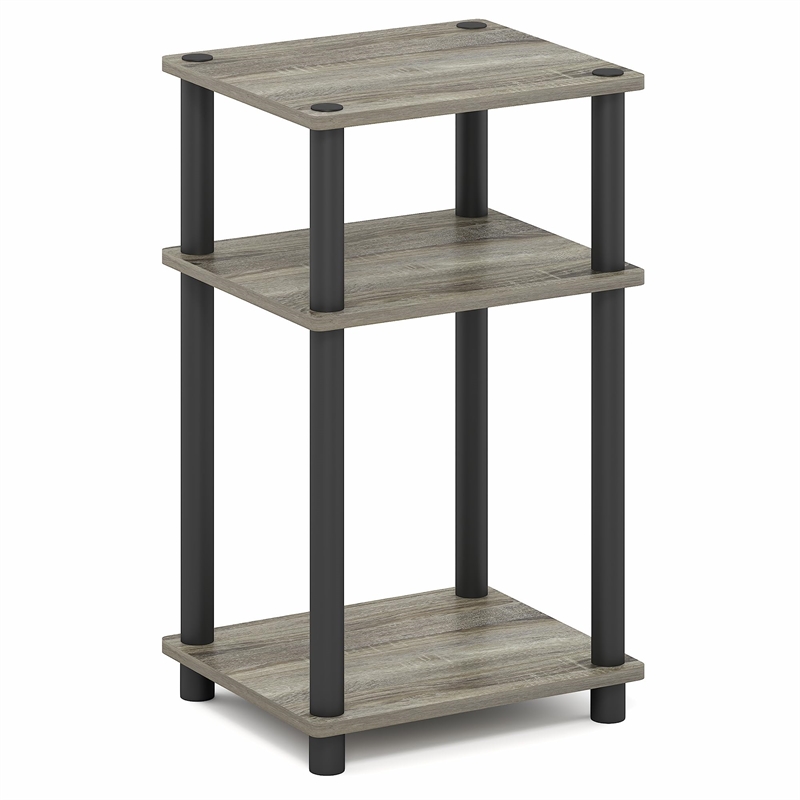 Pemberly Row Turn-N-Tube Wood 3-Tier End Table in French Oak Gray (Set of 2)