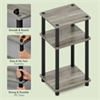 Pemberly Row Turn-N-Tube Wood 3-Tier End Table in French Oak Gray (Set of 2)