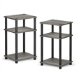 Pemberly Row Turn-N-Tube Wood 3-Tier End Table in French Oak Gray (Set of 2)