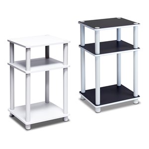 Pemberly Row Turn-N-Tube Wood 3-Tier End Table in White/Espresso (Set of 2)