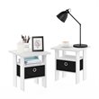 Pemberly Row Engineered Wood End Table with Bin Drawer in White (Set of 2)