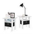 Pemberly Row Engineered Wood End Table with Bin Drawer in White (Set of 2)