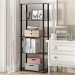 Pemberly Row Engineered Wood 5-Tier Shelf Display Rack in Cherry/Black