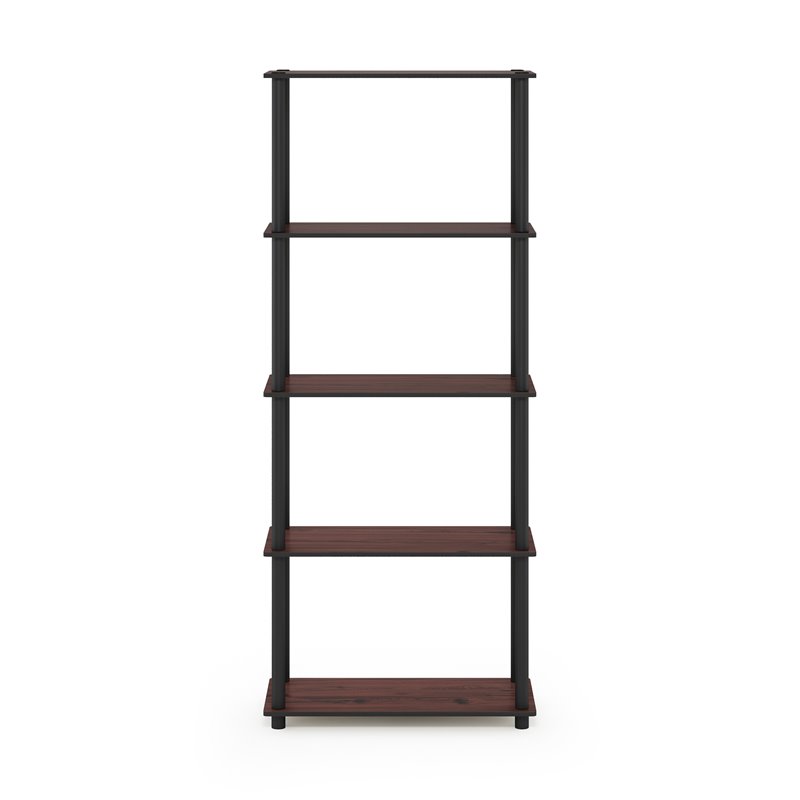 Pemberly Row Engineered Wood 5-Tier Shelf Display Rack in Cherry/Black