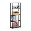 Pemberly Row Engineered Wood 5-Tier Shelf Display Rack in Cherry/Black