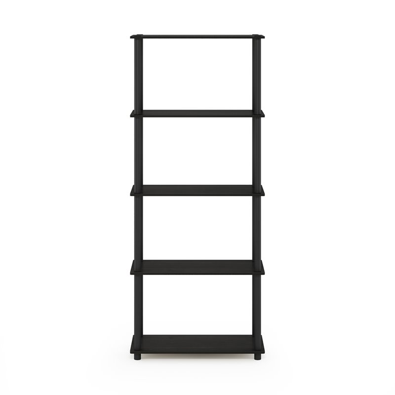 Pemberly Row Engineered Wood 5-Tier Shelf Display Rack in Espresso/Black