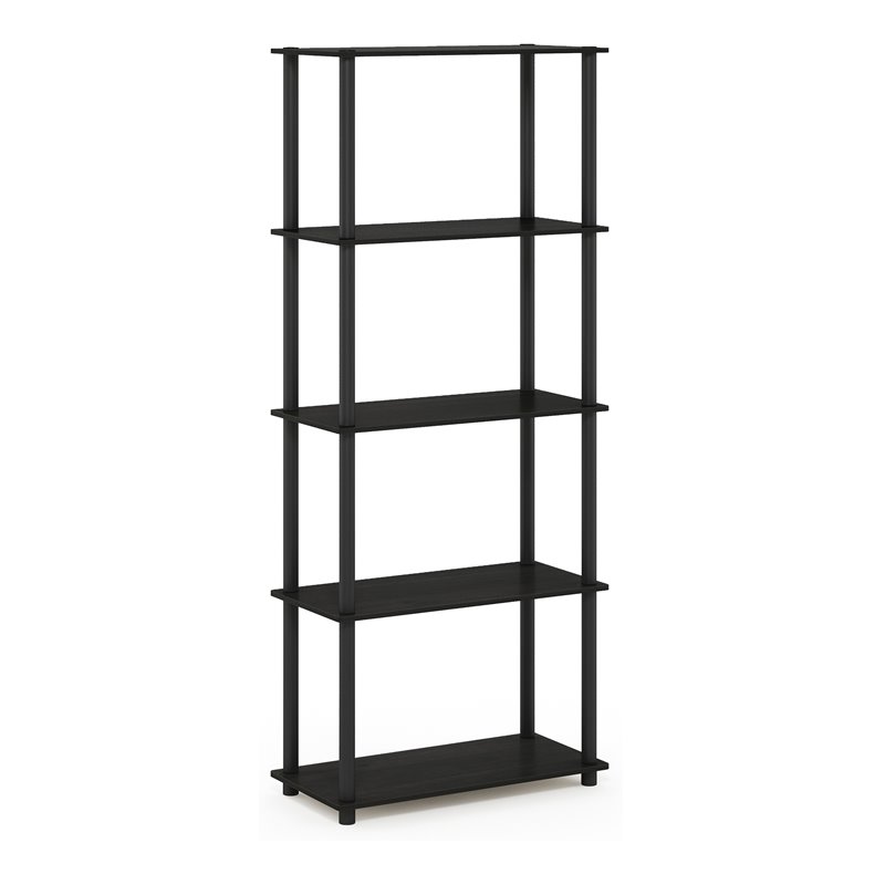 Pemberly Row Engineered Wood 5-Tier Shelf Display Rack in Espresso/Black