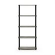 Pemberly Row Engineered Wood 5-Tier Shelf Display Rack in Oak Gray/Black