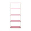 Pemberly Row Turn-N-Tube Engineered Wood 5-Tier Shelf Display Rack in Pink/White