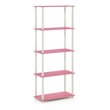 Pemberly Row Turn-N-Tube Engineered Wood 5-Tier Shelf Display Rack in Pink/White