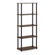 Pemberly Row Engineered Wood 5-Tier Shelf Display Rack in Walnut/Brown