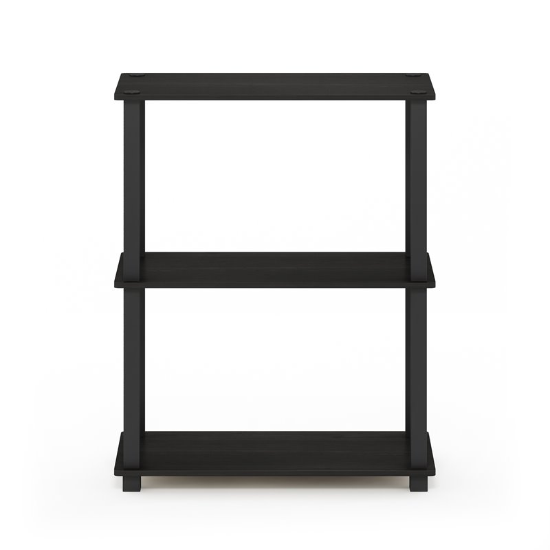 Pemberly Row Engineered Wood 3-Tier Shelf Display Rack in Espresso/Black
