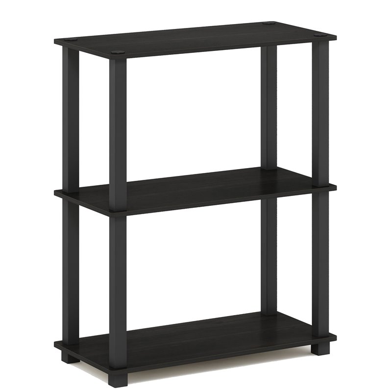Pemberly Row Engineered Wood 3-Tier Shelf Display Rack in Espresso/Black